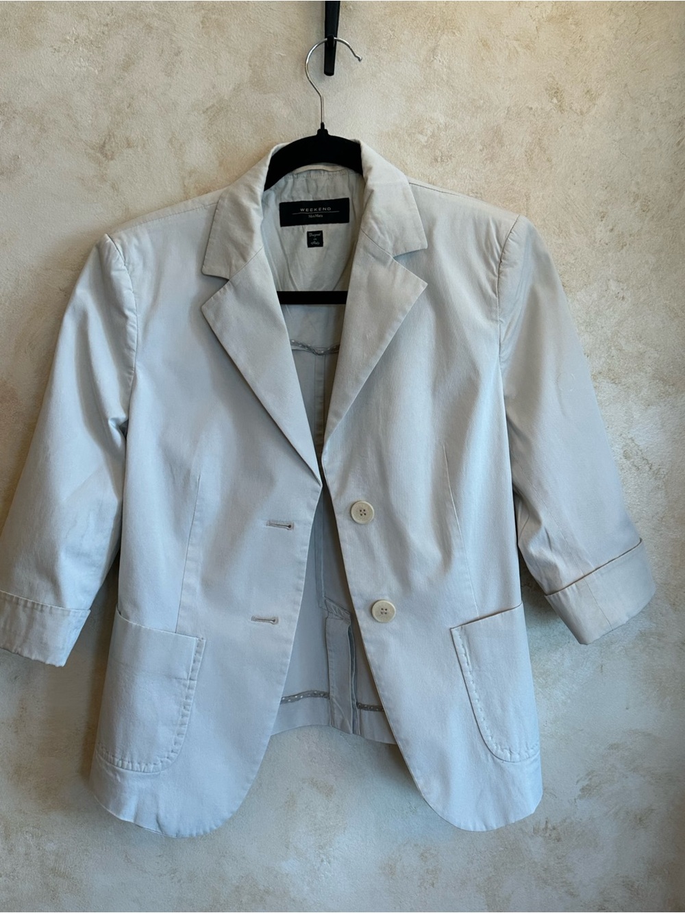 Weekend MaxMara Beige Women's Cotton Blazer Jacket Academia Preppy